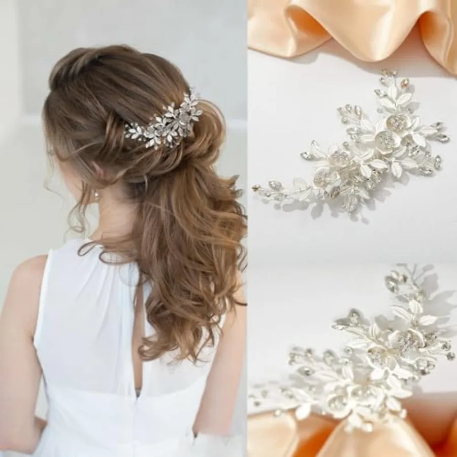 

Bridal Hair Accessories Wedding Hair Duckbill Clip for Brides, Handmade Rhinestone Hair Vine Wedding Head Pieces for Women and