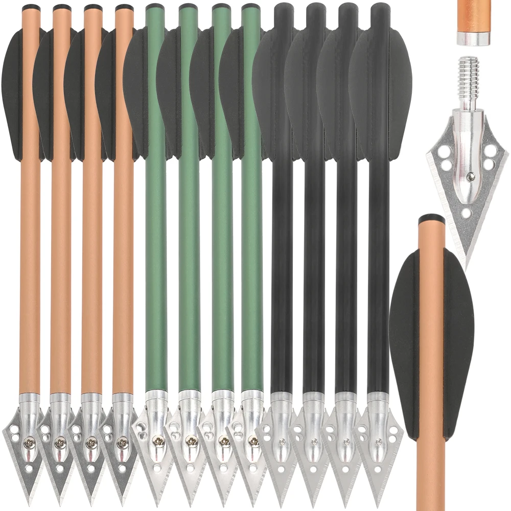 Image of 24 stücke Aluminium Legierung Pfeil 6,3 "Armbrust Bolzen Stahl Klinge Broadhead Armbrust Pfeil Im Freien Jagd Schießen Bogenschießen Ziel