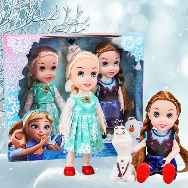 Disney Frozen Doll Set princesa Elsa Anna regalo de cumpleaños muñecas móviles juguetes personajes de animación para niños muñecas juguetes para niñas