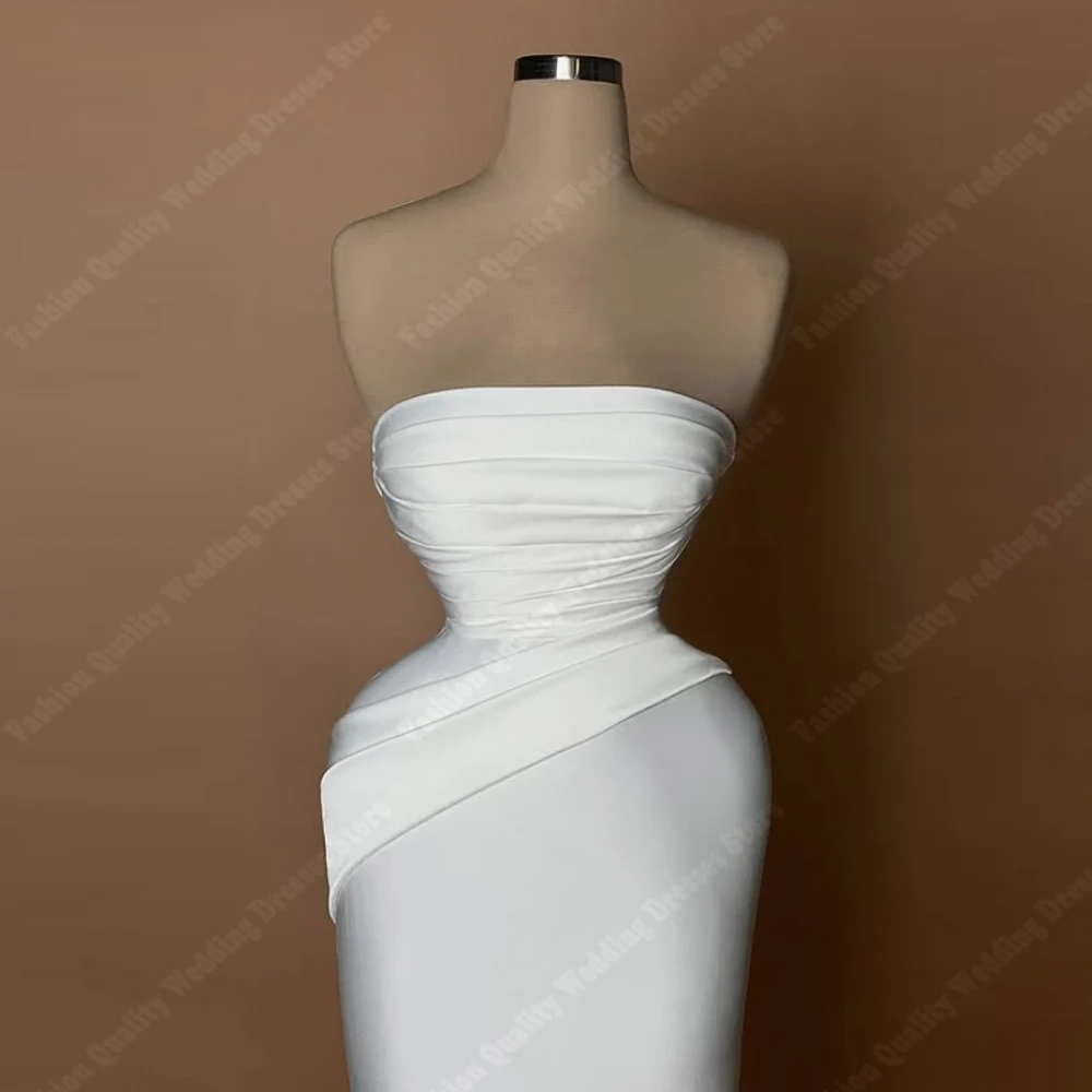 Abiti da sposa da donna sexy senza spalline senza maniche Abiti da sposa eleganti a sirena Lunghezza lavata Abiti da banchetto Abiti da sposa personalizzati