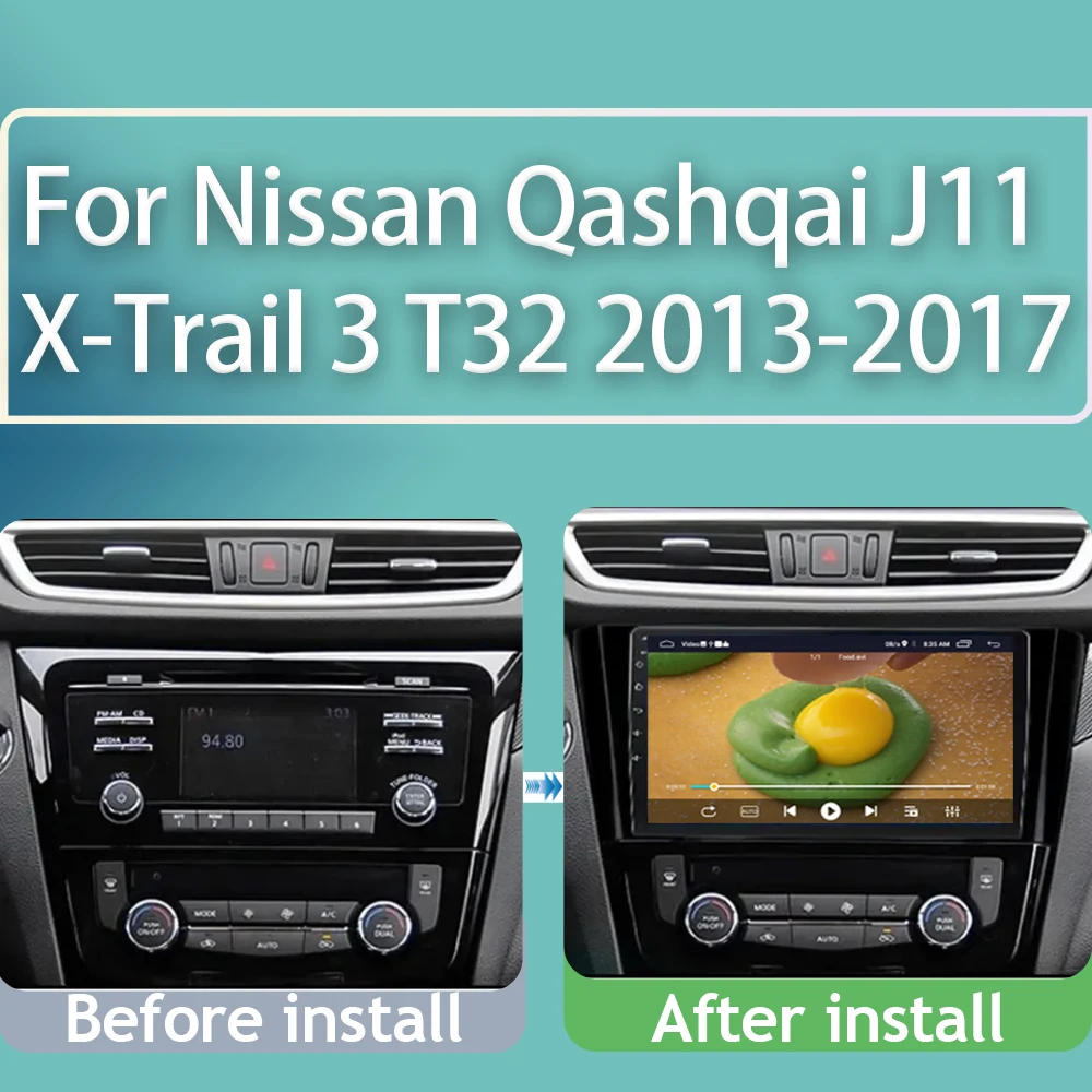 Radio For Nissan Qashqai J11 X-Trail 3 T32 2013-2017 CarPlay Android Auto Car Multimedia Player GPS Autoradio WIFI No 2din DVD