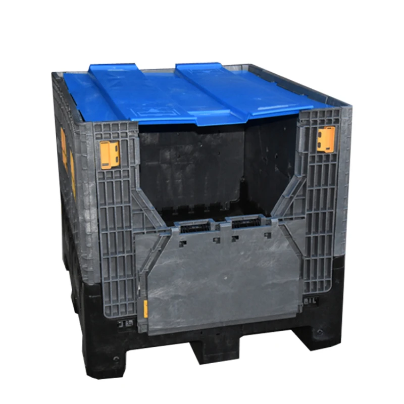 Heavy duty industrial plastic container for storage and shipping/foldable large container