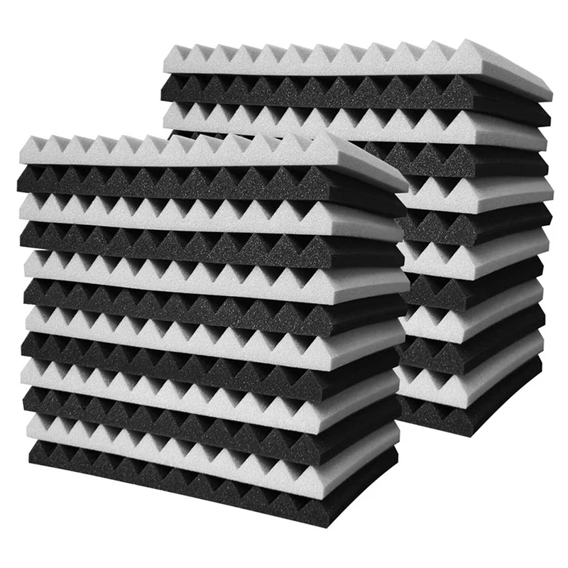 

72 Pcs Acoustic Foam Board,Studio Wedge Tile,Acoustic Foam Soundproof Pyramid Studio Treatment Wall Panel 2.5X30x30cm