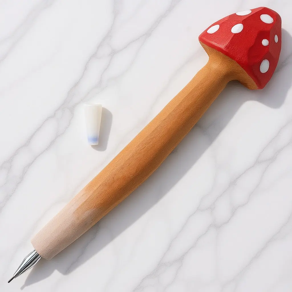 

Ergonomic Wooden Mushroom Ballpoint Pen Creative Instrument for Kids Students Teachers Classmates Office Home School