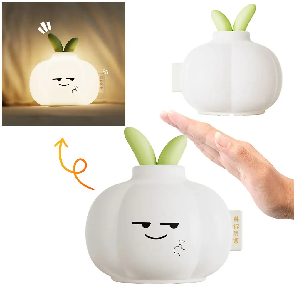 

Silicone Pat Night Light Cartoon Sleeping Light Warm Light Creative Bedside Lamp Garlic Nursery Nightlight for Kids Room