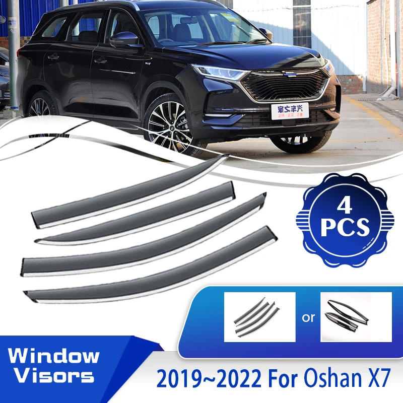 4PCS For Changan Oshan X7 2019 2020 2021 2022 Car Window Sun Rain Visors Rainproof Deflector Shelter Rain Guard Auto Accessories