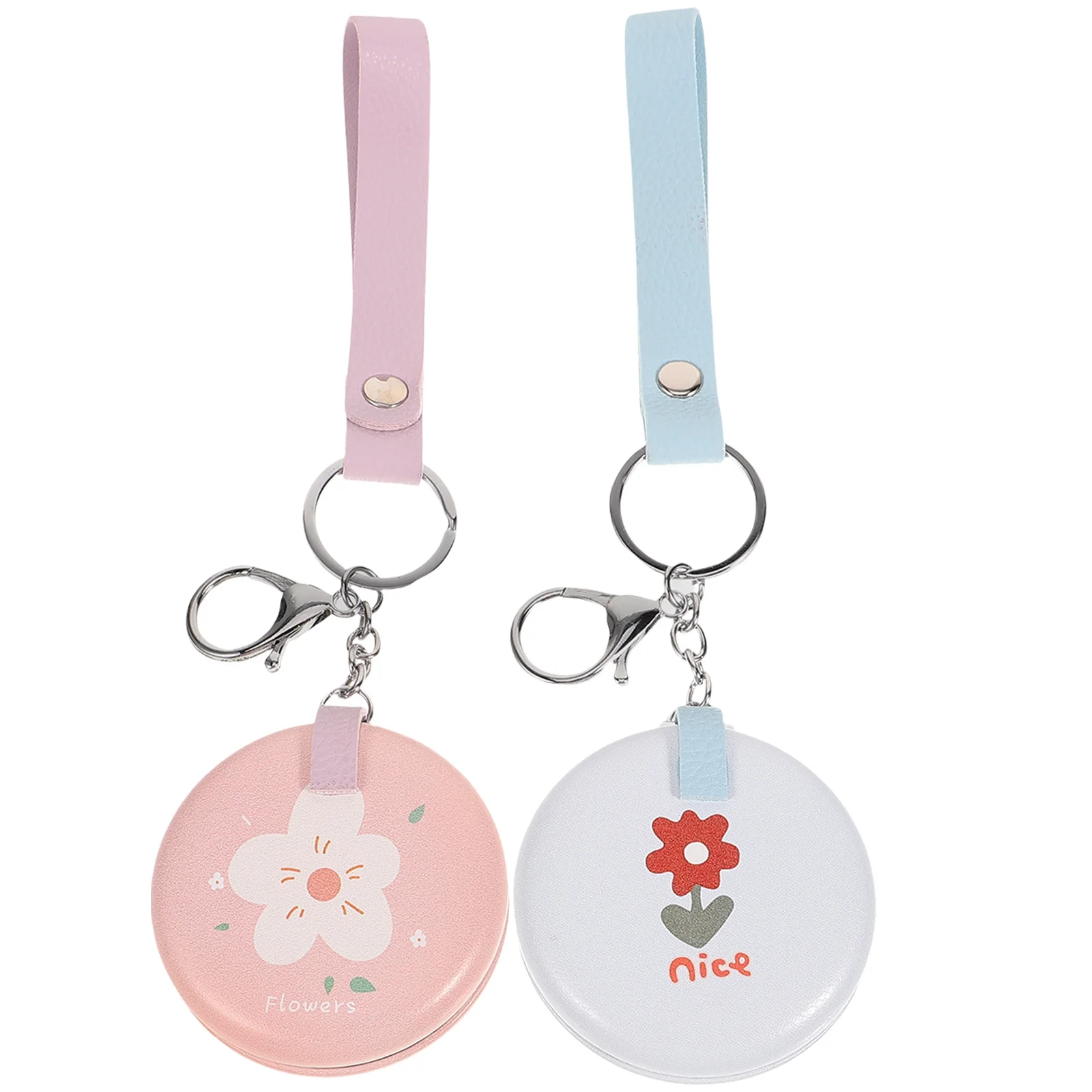 

2Pcs Mini Folding Mirror Keyring Keychain Pendant Clear Double Sided Reflective Surface Portable Compact Mirror for on The Go