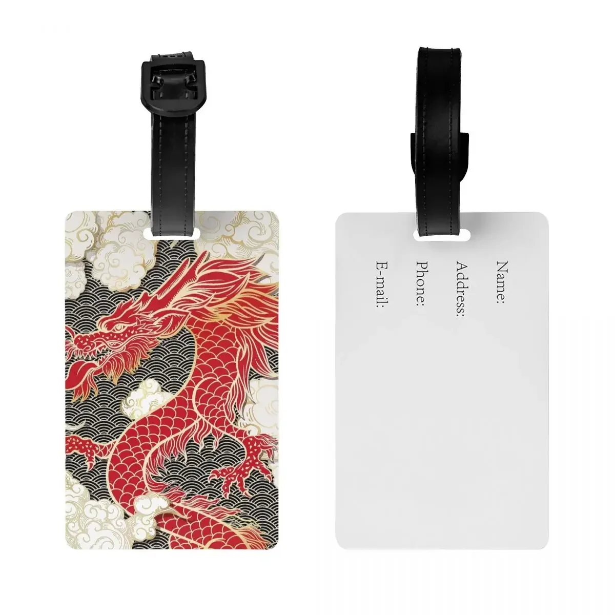 Custom  Red Dragon Totem Pattern Luggage Tag For Suitcases Tradition Asian Style Baggage Tags Privacy Cover Name ID Card