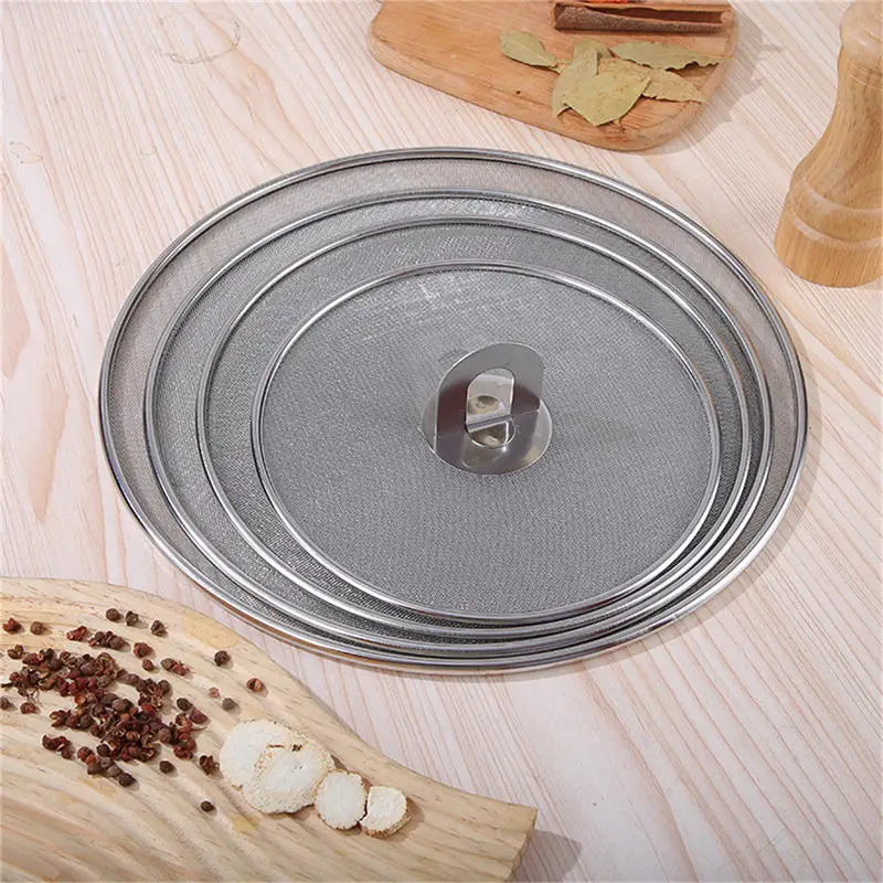 Splatter Screen Kitchen Oil Proof Lid Stainless Steel Oil Spill Proof Cover Frying Pan Cover Lid Drain Cover Strainer