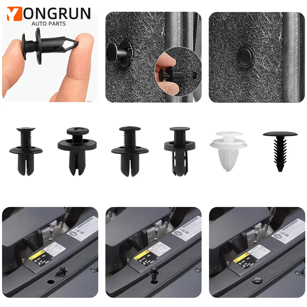 100 Stück Kunststoff-Schnallen-Set für Karosserie, Push-Nieten, Ersatzteile für Stoßstangenbefestigung, Nagel-Set, 6 Stile, Auto-Befestigungselemente, Nagelklemmstange