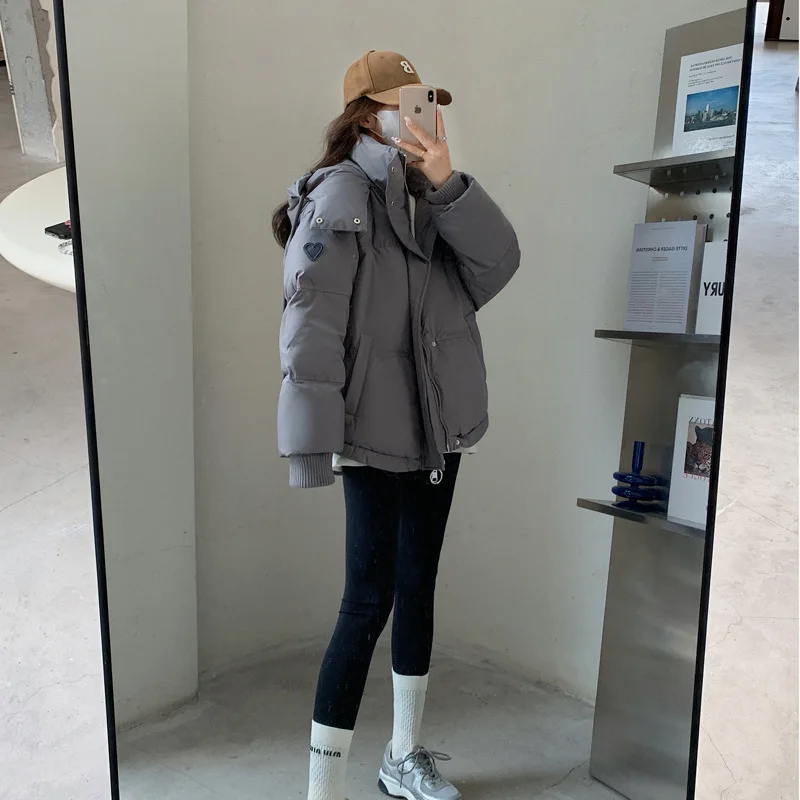 FL Damen-Winterjacke, warm, gepolstert, Mantel, 2026, neue Daunen-Baumwolle, mit Kapuze, solide, dicke Parka, wasserdicht, geschwollene, koreanische Mode im Freien