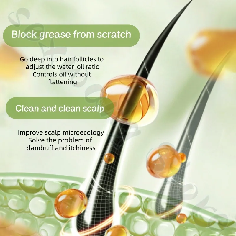 Refreshing and fluffy shampoo deeply cleans, reduces oil, strengthens hair, reduces hair fall, improves thinness and flatness