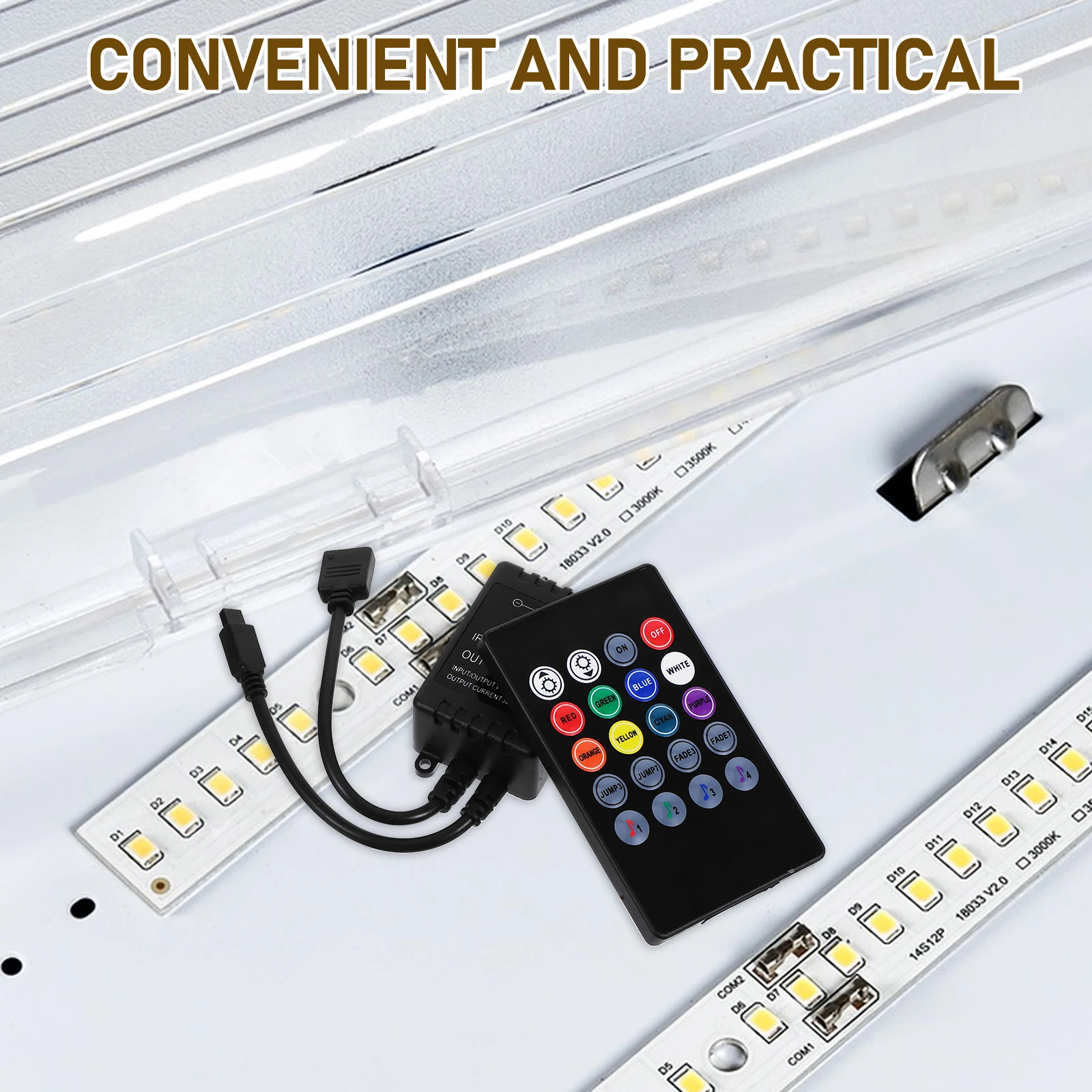 Music Controller 20 Key Ir Remote with Sound Activation for 5050 3528 5630 Rgb LED Strip Tape Light Wall Washer Glass Curtain