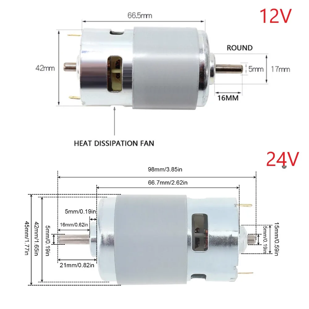 775 DC Motor 12V 24V 6000RPM -15000RPM High-speed Large Torque Micro Motor for DIY Toys / Micro Machine / Small Drill