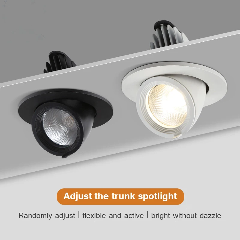 LED Downlight Dimmable 360 Degree Angle Rotatable Ceiling Recessed Spot Lights 7W 10W 20W AC 110V/220V for Bedroom Corridor Home