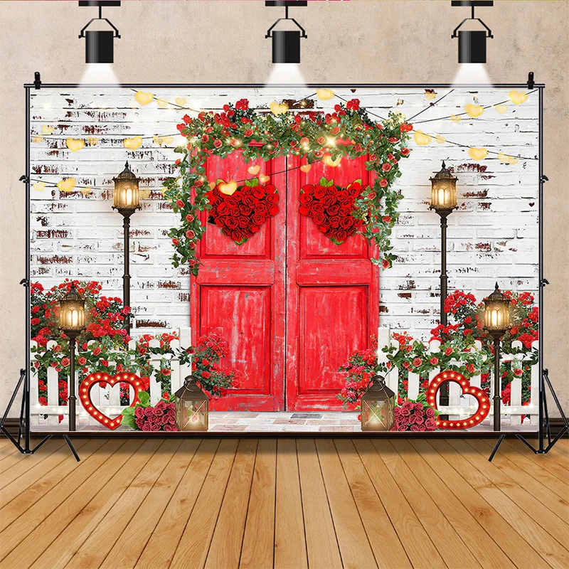 Romantic Valentine's Day Photography Backdrops Props Red Rose Birthday Love Pre Wedding Party Photo Studio Background VA-09