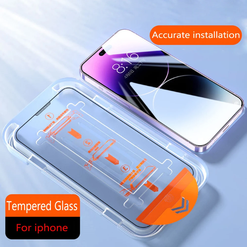 

8K Full Cover Screen Protector For iPhone 15 14 13 12 11 Pro Max XS Max XR 15 Plus Tempered Glass With Alignment Mounting