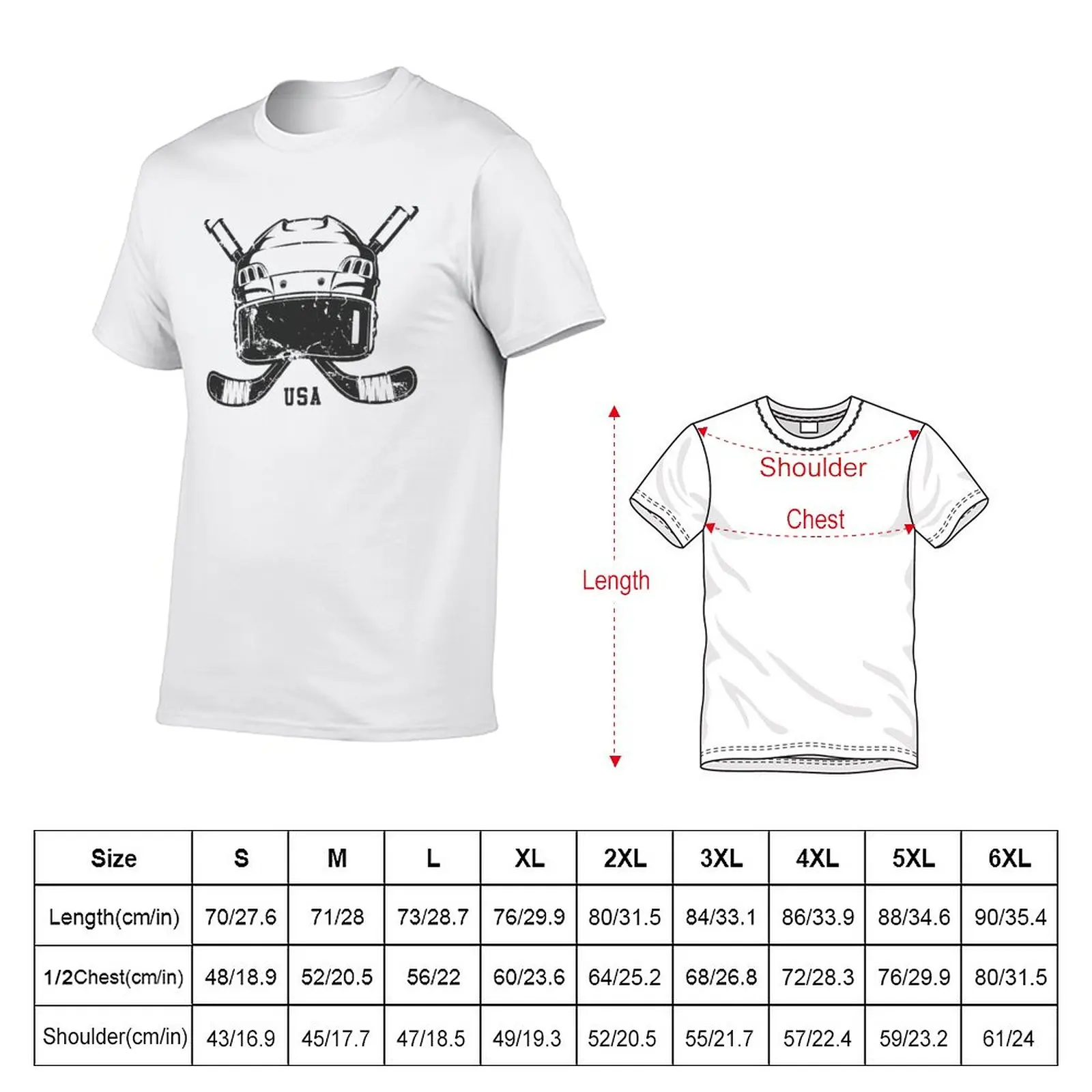 New Distressed USA Hockey T-Shirt anime boys animal print shirt vintage t shirt Oversized t-shirt Men's t-shirt