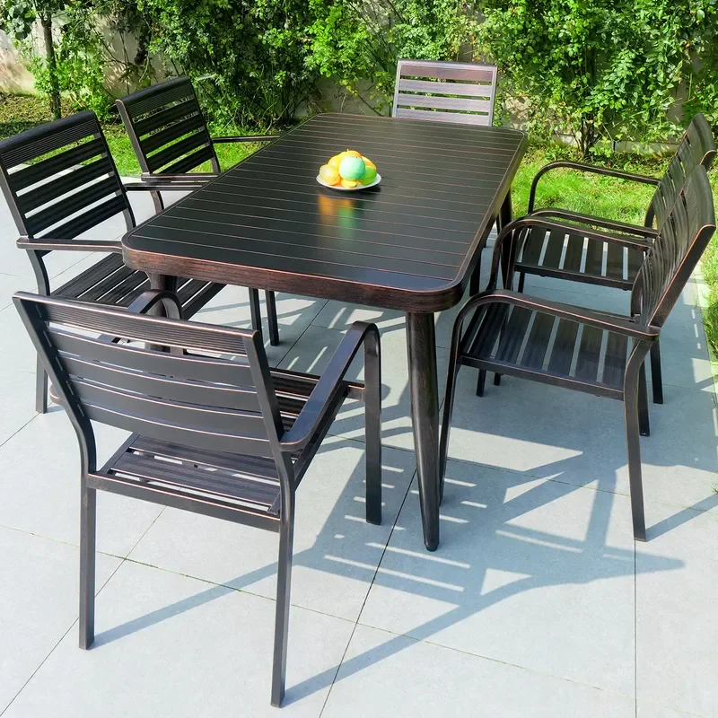 Extendable Patio Dining Set Outdoor Garden Furniture for Courtyard Villa Terrace Leisure Space Saving Table and Chairs
