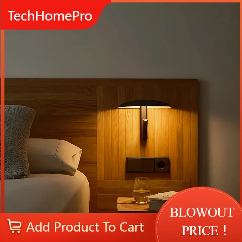 TechHPNordic Mushroom Wall Lamp Bedroom Study Corridor Mood Light Black White Green Metal Wall Light