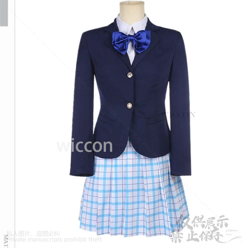 Disfraz de Shouko Nishimiya de Anime con voz silenciosa, uniforme escolar JK, falda de vestido de marinero, pelucas largas rosas para Halloween Cos