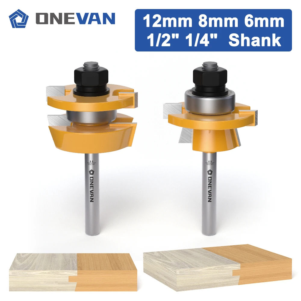 ONEVAN 2PCS Shaker Style Rail&Stile Router Bits Set, Woodworking Milling Cutter For Wood Bit Face Mill Carbide Cutter End Mill