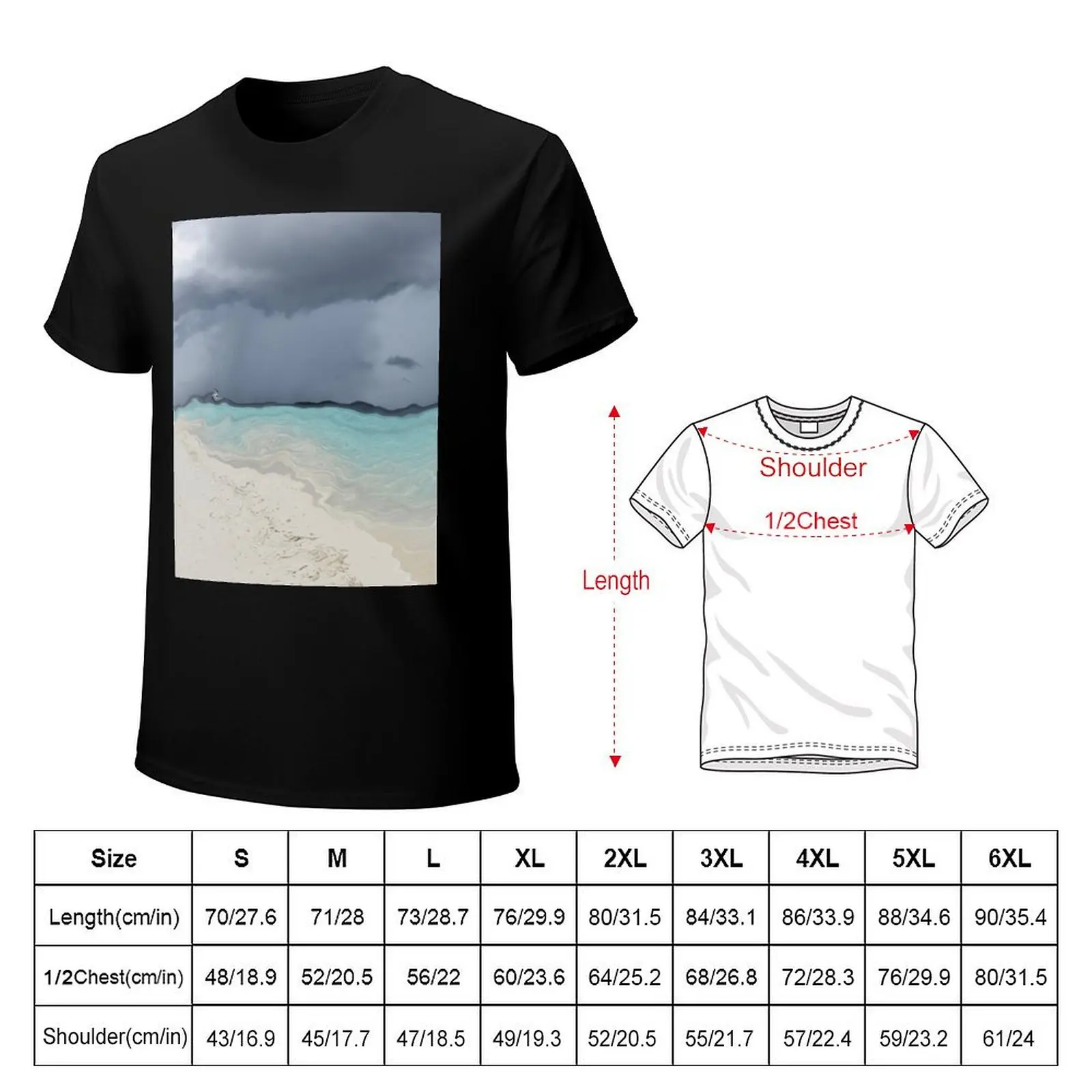 Grey stormy weather, sandy beach and blue sea - abstract T-Shirt Big and Tall Loose Fit T-Shirt