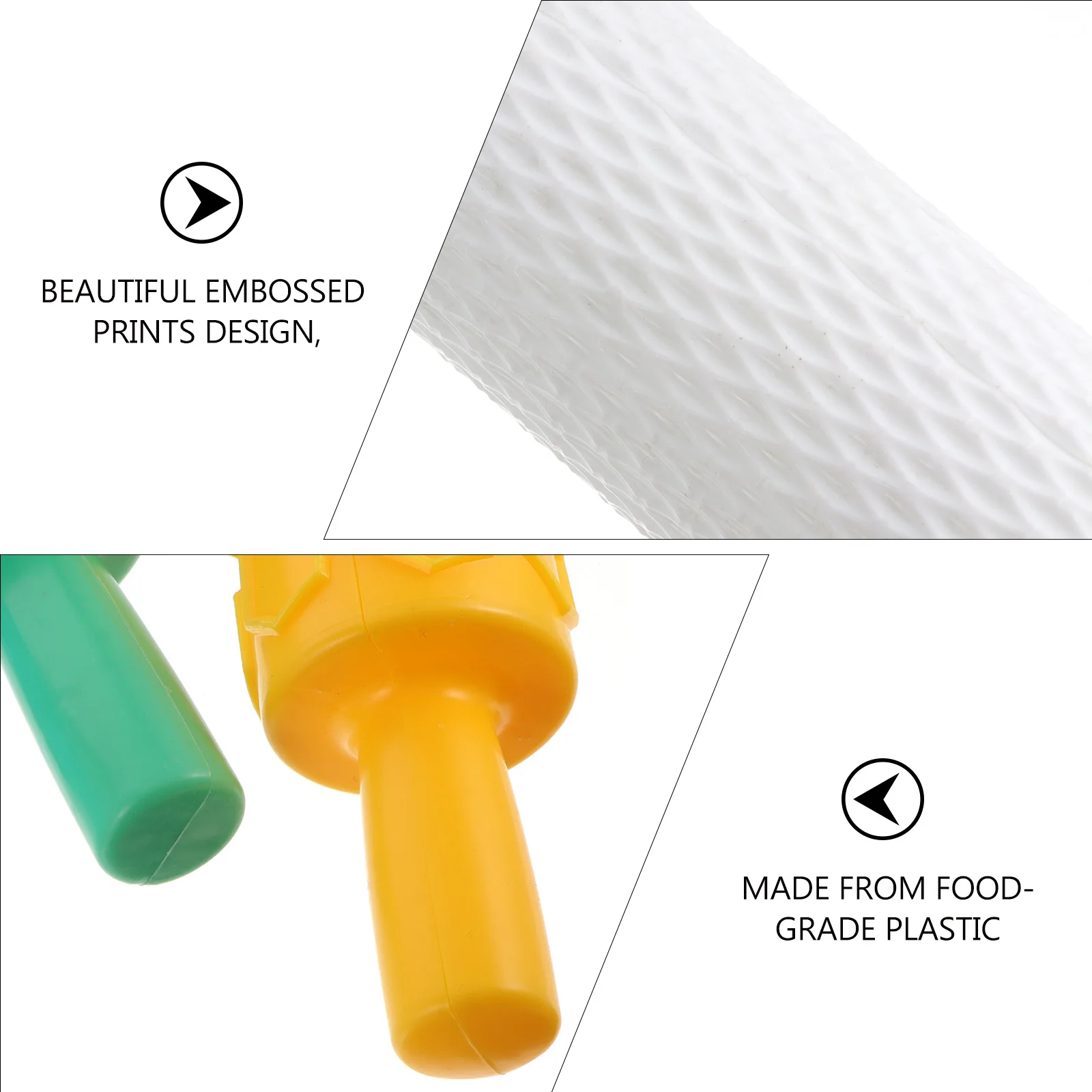 

4Pcs Plastic Embossed Rolling Pin DIY Imprint Roller Baking Kitchen Tool for Cookies Pizza Pastry