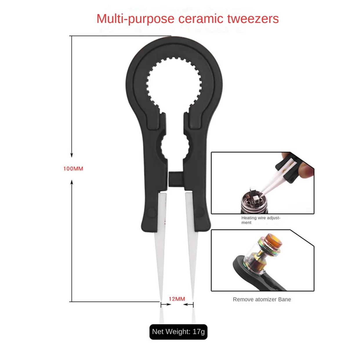 DIY Tool Kit Fixture Set, Multifunctional Ceramic Tweezers Set, Cutter, Folding Scissors, Brush, Screwdriver