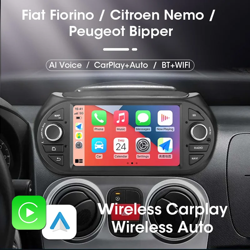 1din Android CarPlay Car Radio Multimidia Player For Fiat Fiorino Qubo Citroen Nemo Peugeot Bipper 2008 - 2017 Navigation Stereo