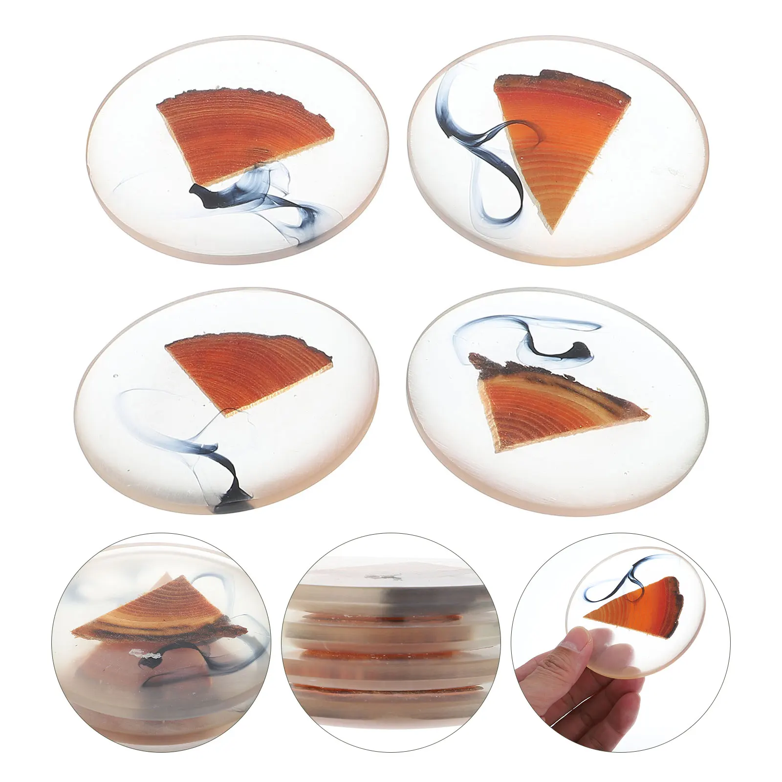 Support en résine isolé thermiquement, 4 pièces, coussin de tasse, Table décorative pour tasses à café, tasses, verres à vin, dessous de verre décoratif pour la maison et le bureau