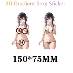 3D Gradient Sexy 18+ Personality Trend Anime Cartoon Characters High Quality Waterproof Car Stickers