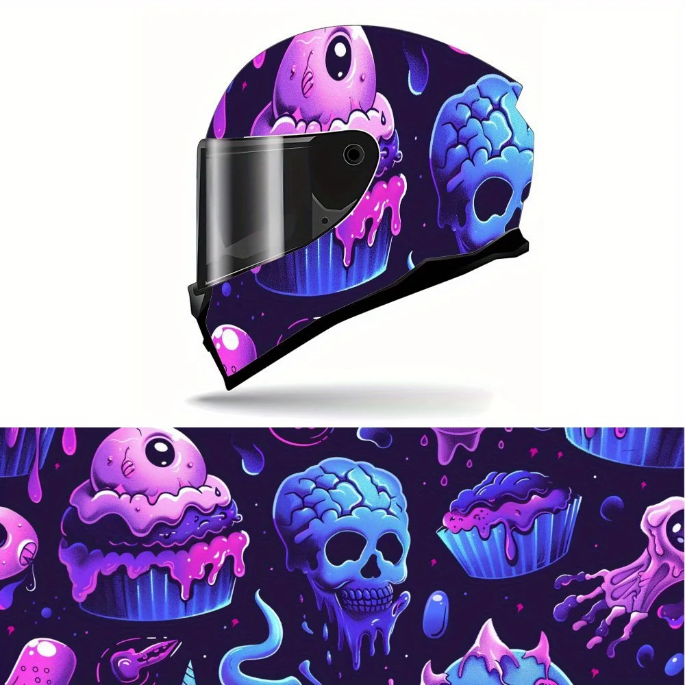 

Cool Eccentric Style Full Face Helmet Vinyl Wrap Sticker, Waterproof Scratch-Resistant Self-Adhesive PVC Decals, Artistic Aesthe