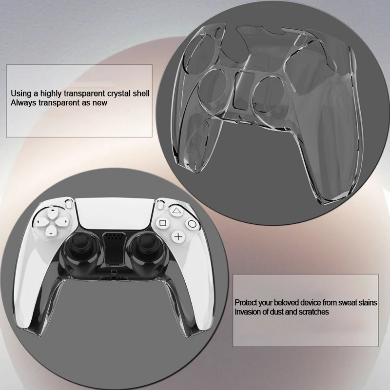ل PS5 DualSense الجلد شل غطاء شفاف المضادة للخدش واضح PC غطاء واقٍ مزخرف لهاتف آيفون لسوني بلاي ستيشن 5 غمبد لعبة الملحقات