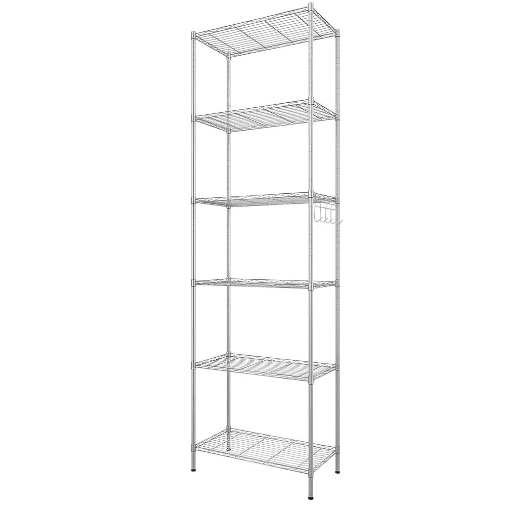 

6-Tier Wire Shelving Unit, Free Standing Shelf, Metal Storage Shelves, Heavy Duty Organizer Ra For Garage, Kitchen, Living