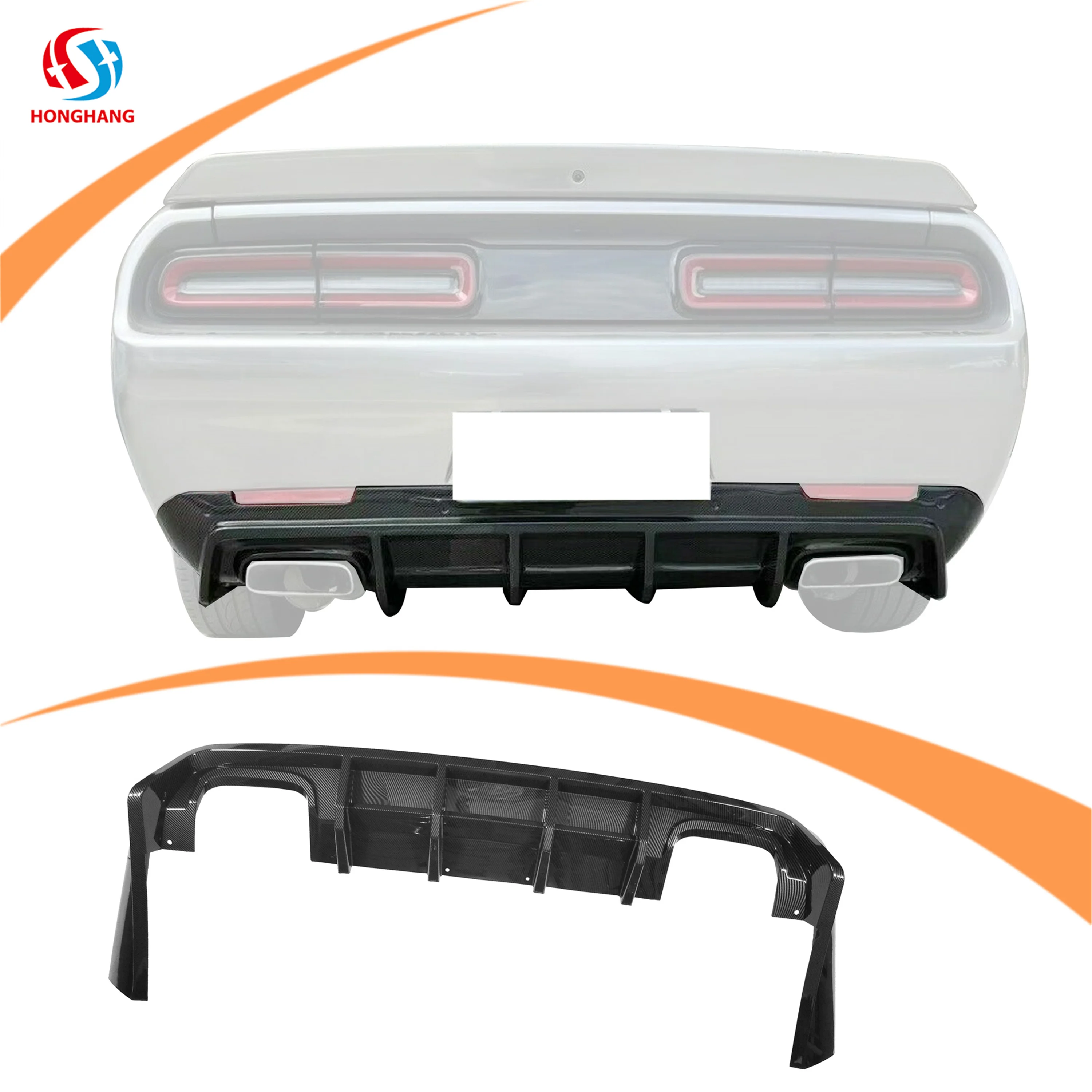 Honghang Car High Quality Car Bumper Car Accessories Carbon Fiber Rear Diffuser for Dodge Challenger 2015 2022