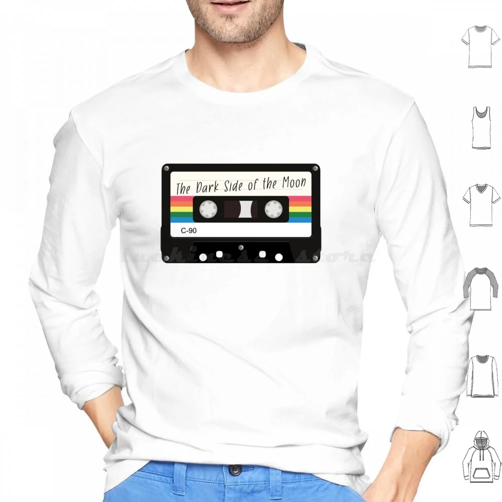 Cassette Tape Hoodies Long Sleeve Dark Side Rainbow Prism Color Old School Cassette Tape Nevermind Foo Retro Aesthetic