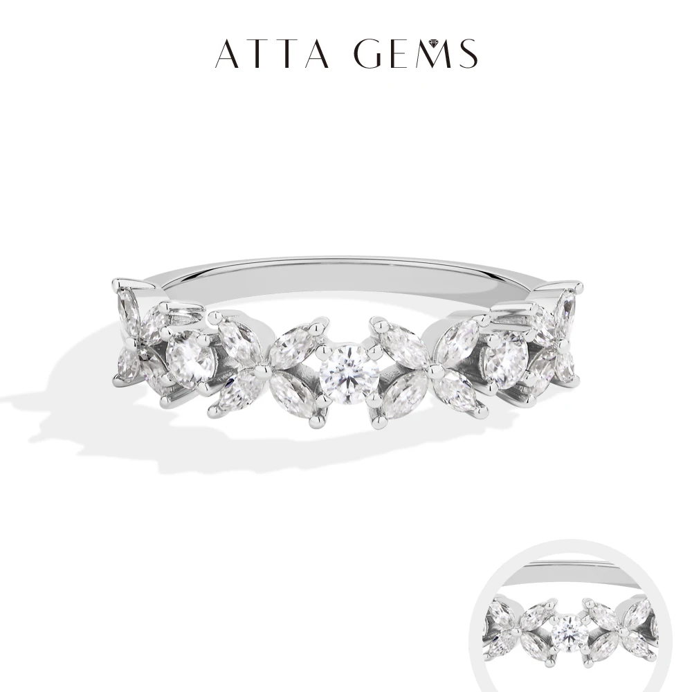 

ATTAGEMS S925 Sterling Silver White Gold Moissanite Rings Flower Design For Women Butterfly Engagement Ring Jewelry High quality