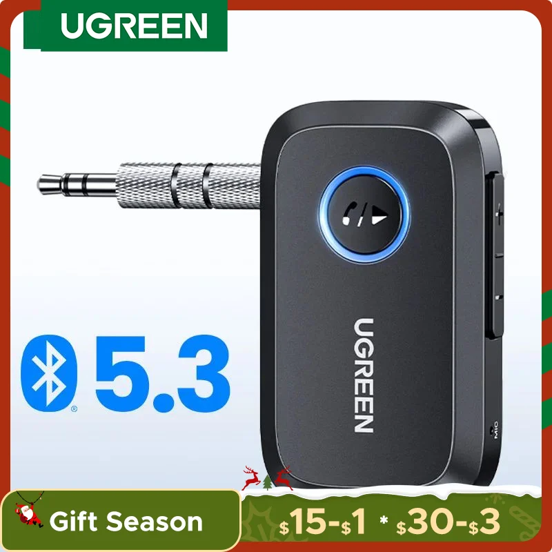 【RU】 UGREEN Bluetooth 5.3 Wireless 3.5mm AUX Jacks for Car Speakers Audio Music