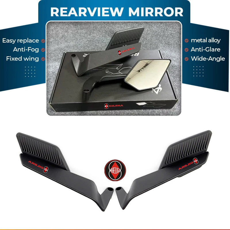 Espejo retrovisor de aleación de motocicleta premium 360 °   Ala de viento ajustable para Gilera GP800 Fuoco Nexus 500 Runner 125 200 NEXUS250