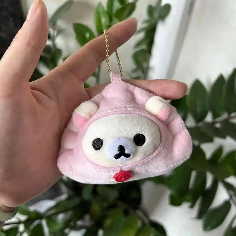 New Kawaii Cute Rilakkuma Plush Keychain Shrimp Dumpling Shaped Pendant Bag Accessories Cartoon Anime Doll Girl Birthday Gift