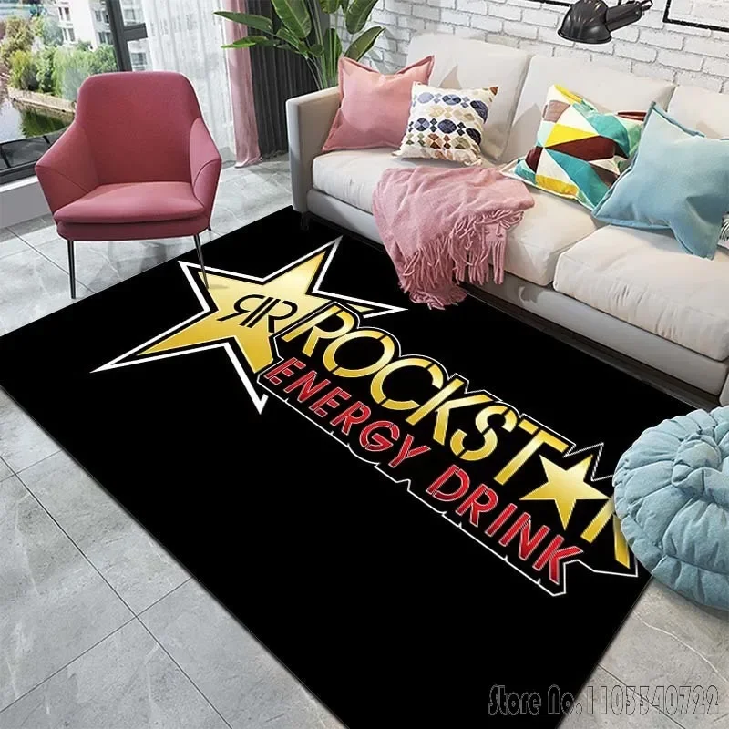 R-Rockstar Energy Pattern Carpet for Bedroom Floor Mat Decor Living Room Carpet Bathroom Anti-slip Rugs Home Decor