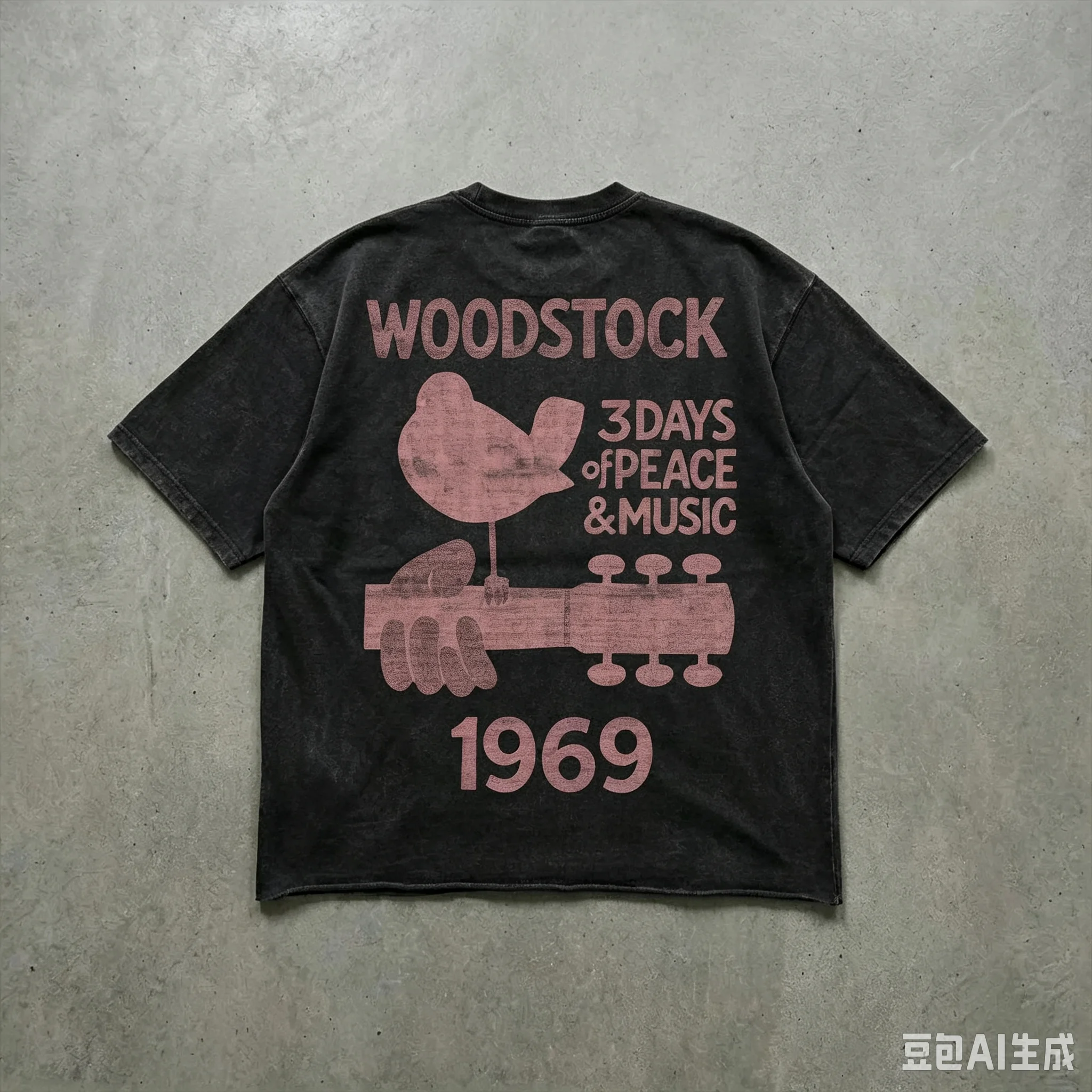 2026 New Men's Retro T-shirt 1969 Back Printed Retro Rock Music Pattern Short Sleeve Neutral Casual T-shirt