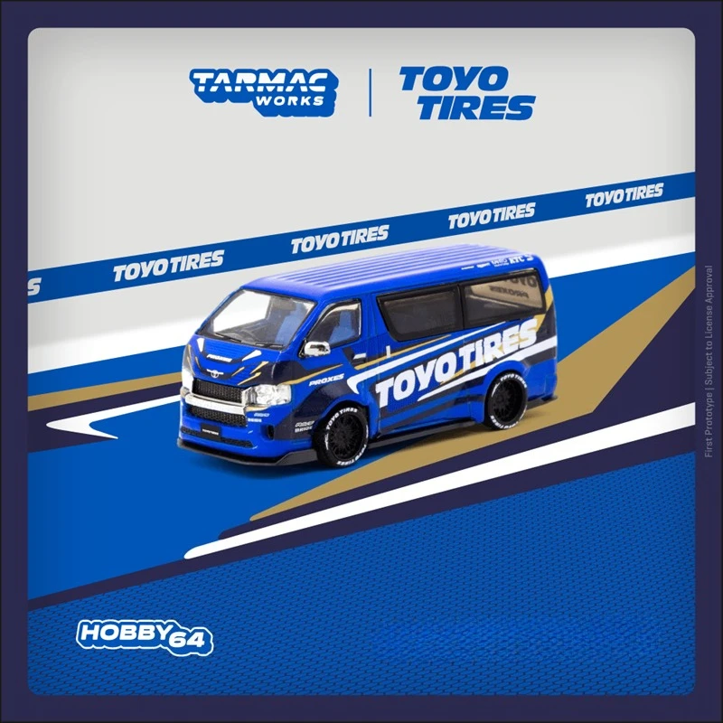 

Tarmac Works TW 1:64 Hiace Widebody Toyo Tires Blue Diecast Model Car