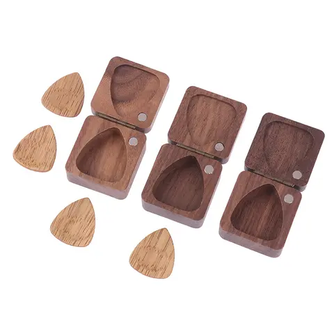 1pc neue Gitarre Pick Box gravierte Gitarre Pick Halter Walnuss Holz maßge schneiderte Gitarre Picks Geschenk für Sohn Tochter