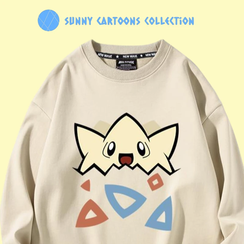 

Pokemon Togepi Hoodie Kawaii Colorful Cartoon Eggshell Pullover Hoodie Cotton Round Neck Tops Men Women Sweater Autumn Clothes