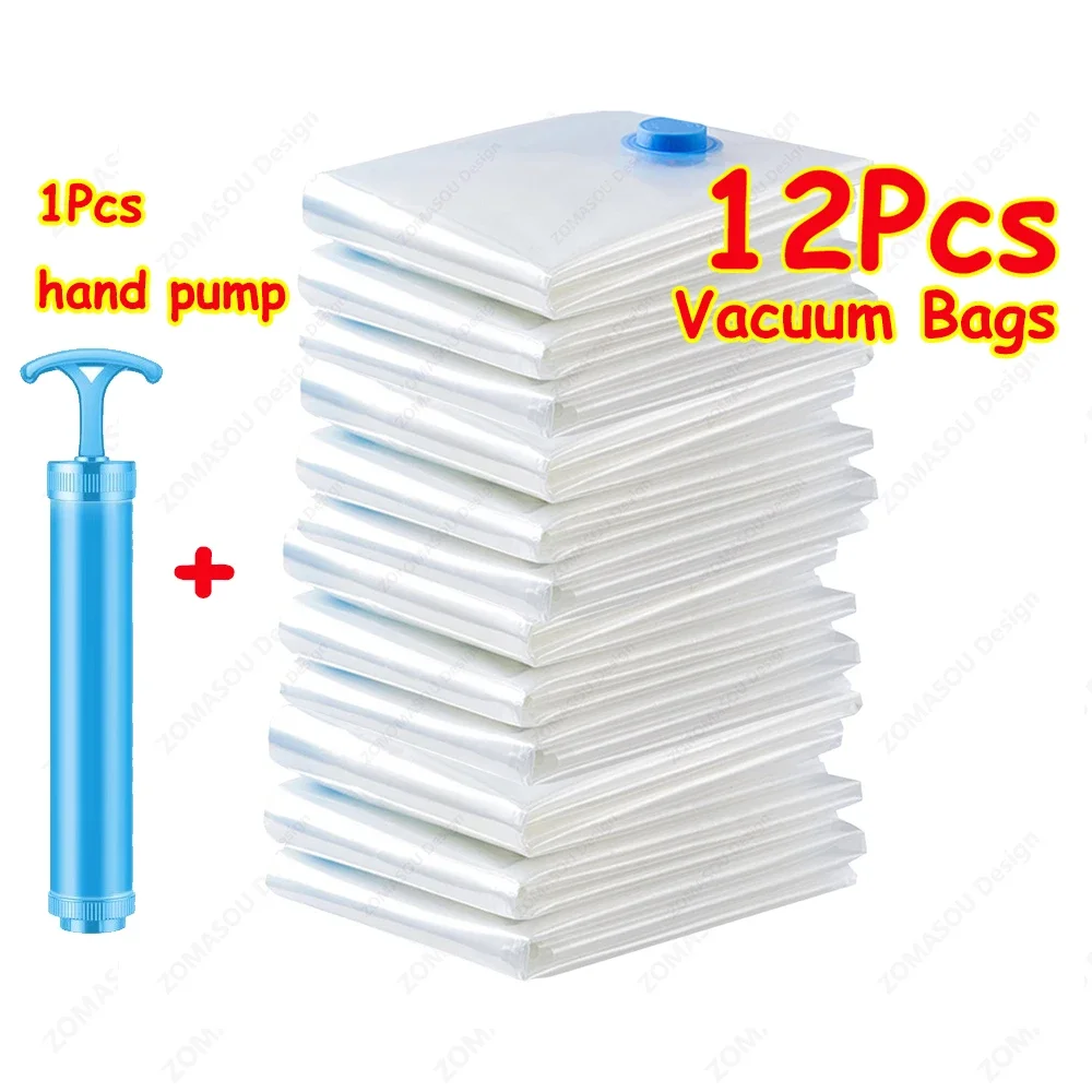 1-24Pcs Vakuum Lagerung Taschen Vakuum Dichtung Beutel Wiederverwendbare Platzsparende Taschen Falten Komprimiert Organizer Tasche Für Kleidung bettwäsche