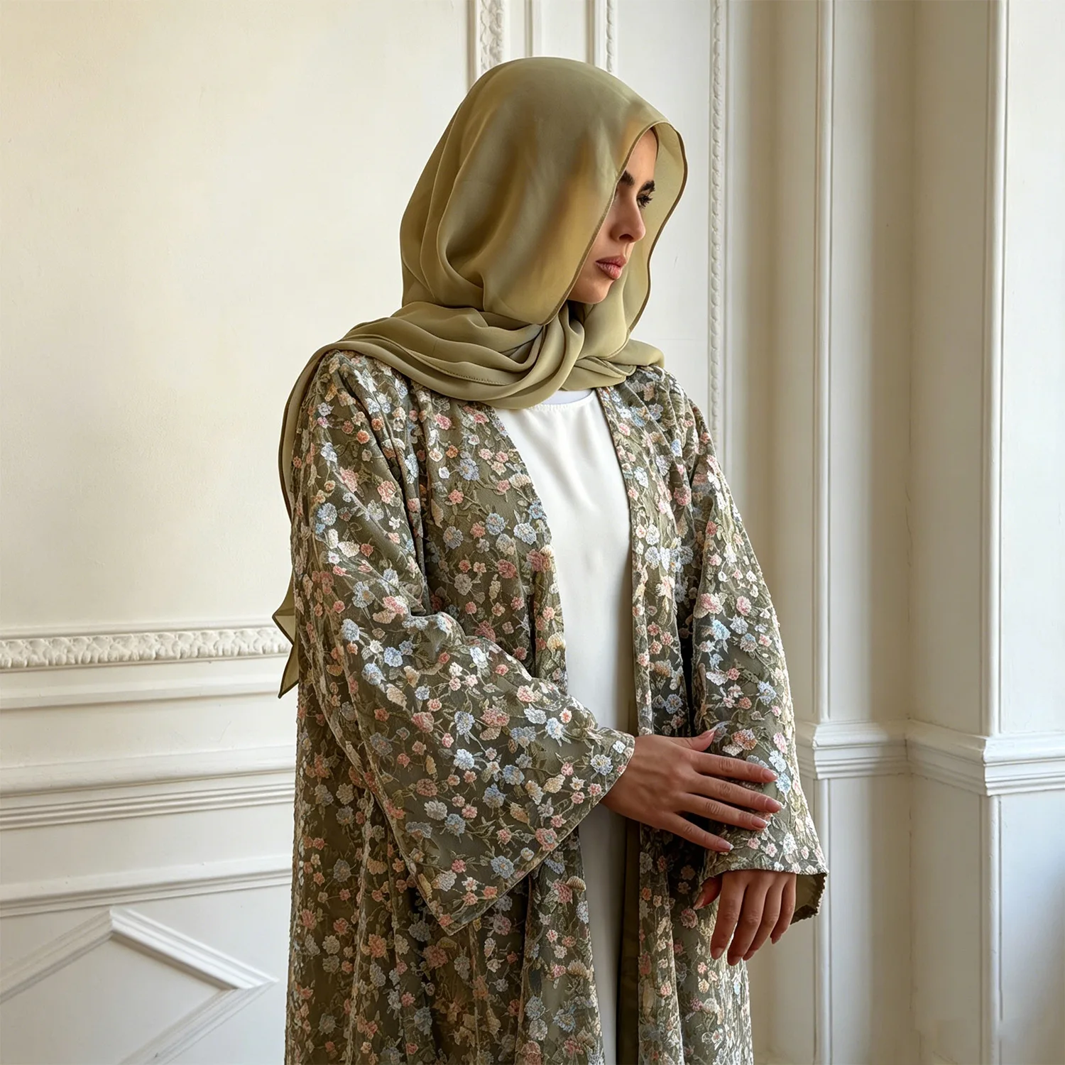 Muslim Women Dresses Abayas Dubai Jalabiya Kaftan Party Long Robe Ramadan Eid Flower Print Dress Morocco Islam Vestidos Caftan