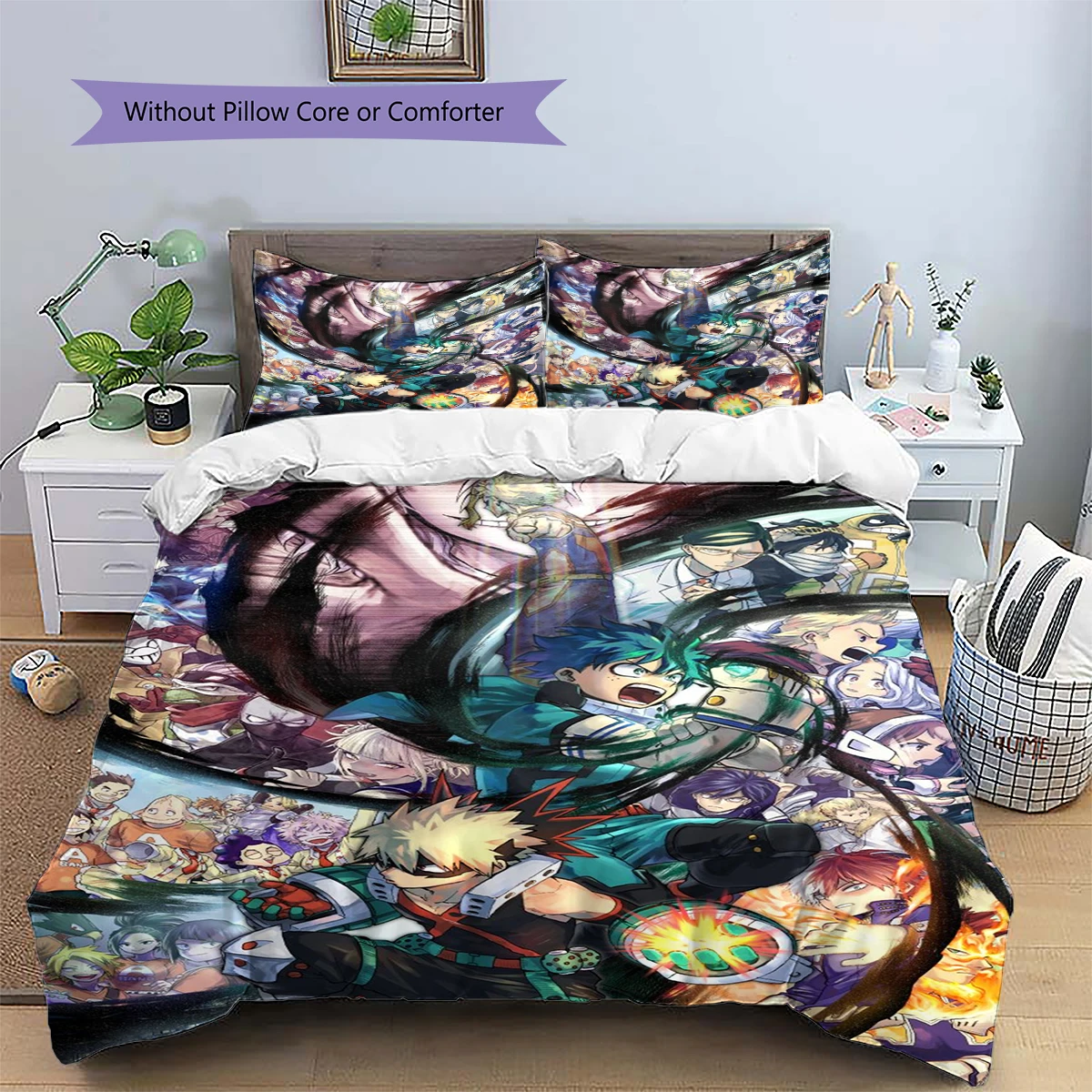 My Hero Academia Anime Bedroom Decor Nice Fan Gift Anime Patterned Duvet Cover Set Daily Use Bedding -xia116