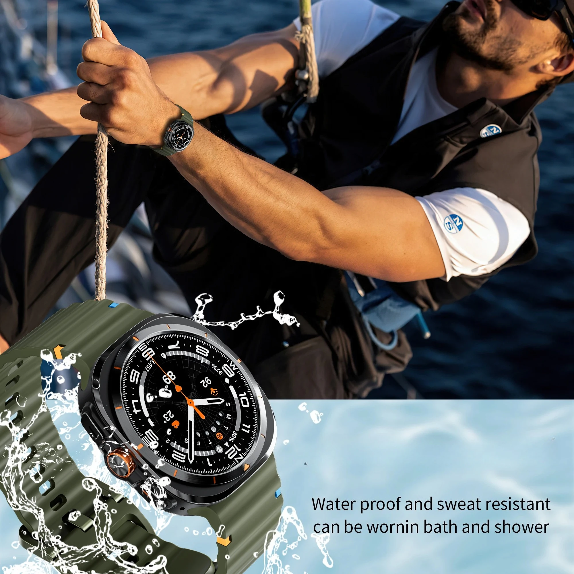 حزام أصلي لساعة سامسونج جالاكسي الترا حزام 47 مللي متر سوار سيليكون جالاكسي ساعة 5 برو/4/6 كلاسيك/7 44 مللي متر 40 مللي متر 43 46 الفرقة